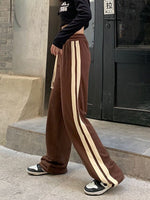 Zoki Striped Wide Leg Pants Women Harajuku Oversize Loose 4Xl Sweatpants Fashion Bf Lace Up Students Casual Straight Trousers