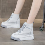 Spring Autumn New Korean Style Fashion Slim Height Increasing Platform Genuine Leather Women Sneakers Ladies High-top Pumps 2208