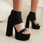 Rome Peep Toe Sandals Ankle Strap Women's Sandals Ultra High Thick Heel Waterproof Platform Hollow Breathable Sexy Party Sandals