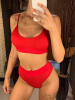 S - XXL Sexy Female Swimsuit High Waist Bikini Women Swimwear Two-pieces Bikini set Bather Ribbed Bathing Suit Swim Lady V2375