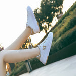 Women Casual Shoes 2023 Woman Sneakers Fashion Breathable Pu Leather Platform White Shoes Soft Footwear Rhinestone Ladies Tennis