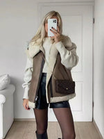 Suninheart Women 2022 Autumn New Fashion Fur In One Waistcoat Vintage Sleeveless Female Vest Coat Chic Tops