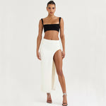 2022 New Summer Women Bodycon Bandage 2 Two Pieces Sets Sexy Spaghetti Strap Short Top &Midi Skirts Fashion Female Party Sets