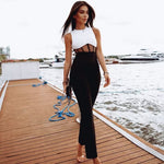 Insert Mesh Black and White Bodycon Bandage Jumpsuit For Women's Party Jumpsuit Elegant Sexy Birthday Evening Club Outfits