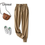 Unireal 2022 Spring Autumn Women Sweat Pant Elastic High Waist Drawstring Harem Pant XXXL Sportswear Trousers