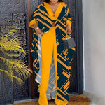 Summer Women Long Sleeve Slit Longline Top & Contrast Paneled Pants Sets 2023 Femme Set y2k Lady Two Pieces Set Clothing
