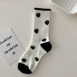 Black and White Strawberry Socks Women's Autumn Winter Japanese Socks Long Tube Cotton Socks All-match Student Mid-tube Socks