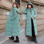 2023 Thick Long Down Parka Women Down Jacket Hooded Winter Warm Thick Coat Female Casual Loose Button Zipper Outwear Oversized