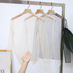 Female Leisure Women Mesh Top Long Sleeve See Through Lace T-shirts Sexy Transparent Fishnet Tops Clubwear Tee Shirts