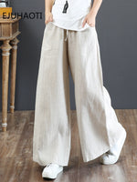 New Spring And Summer Cotton Linen Women's Pants Loose Wide Leg High Waist Mopping Straight Woman