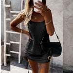 Summer Sleeveless Sling Mini Short Dress Women Casual Fashion Backless Drawstring Low Collar Solid Sexy Spring 2023 New Dresses