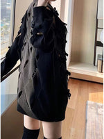 HIGH STREET Newest 2023 Designer Fashion Women Hollow Out Bow Fleece Long Sleeve Knit Pullover Sweater