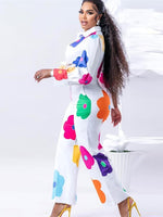 INS Fashion Floral Print Tracksuit Women Two 2 Piece Set Outfits Autumn Clothing Shirt Top and Pants Suits Streetwear Woman Sets