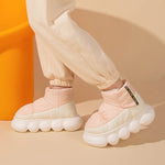 Chunky High Heels 5cm Women's Ankle Boots Winter Platform Soft Female Cotton Shoes Outdoor Waterproof Non-slip Woman Snow Boot
