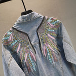 2023 New AutumnFashion Rivet Woman Denim Jacket Long Sleeve Female Jackets Jeans Coat Beading Tassel Denim Coat Outerwear