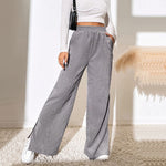 Women Pants Corduroy 2022 Autumn Winter Fashion Loose Full Length Trousers Solid Color Casual Female High Waist Wide Leg Pants
