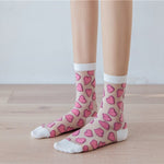 Heart Print Crystal Silk Socks Women Summer Ultra-thin Transparent Elastic Long Socks Casual Fashion Harajuku Kawaii Cute Socks