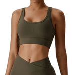 NCLAGEN Yoga Vest-type Bra Cross Strap Back Pilates Padded Running Crop Tank Top Women Push Up Gym Clothes Quick-drying Fitness