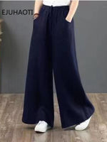 New Spring And Summer Cotton Linen Women's Pants Loose Wide Leg High Waist Mopping Straight Woman
