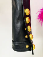 HIGH QUALITY Newest Fashion 2023 Designer Jacket Women's Faux Leather Patchwork Lion Buttons Trimmer Jacket