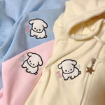 Zip Up Hoodie Star Embroidery Hip Hop Hoodies Women Clothing Japanese Fashion Kawaii Loose Sweatshirt Clothes Tops Sweatshirt