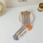 Ultra-thin Transparent Crystal Silk Socks Women Fashion Summer Harajuku Crew Socks Retro Flower Streetwear Elastic Long Socks
