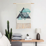 Wall Hanging Macrame Tapestry Home Decor Cotton Tassel Handmade Woven Bohemian geometric canvas Art background cloth tapestry