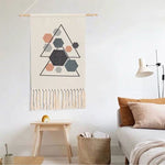 Wall Hanging Macrame Tapestry Home Decor Cotton Tassel Handmade Woven Bohemian geometric canvas Art background cloth tapestry