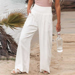 Women Cotton Linen Loose Wide Leg Pants 2023 Spring Summer Office Lady Casual Solid Jogger Elastic Waist Oversized Trousers