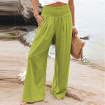 Women Cotton Linen Loose Wide Leg Pants 2023 Spring Summer Office Lady Casual Solid Jogger Elastic Waist Oversized Trousers