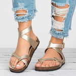 Women Sandals 2020 New Women Summer Sandals Plus Size 43 PU Leather Flat Sandals Female Flip Flop Casual Beach Shoes Ladies