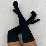 Women Thigh High Boots Double Platform Block High Heels Over The Knee Boots Zip Sexy Long Shoes Boots For Woman